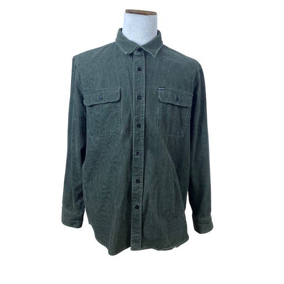 Brixton Mens Green Corduroy Button-Up Shirt Long Sleeve Casual Size XL - Picture 1 of 10